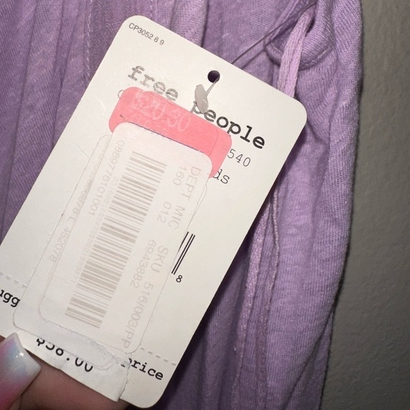 NWT free people purple linen blend asymmetrical hem blouse L boho contemporary - Picture 9 of 15